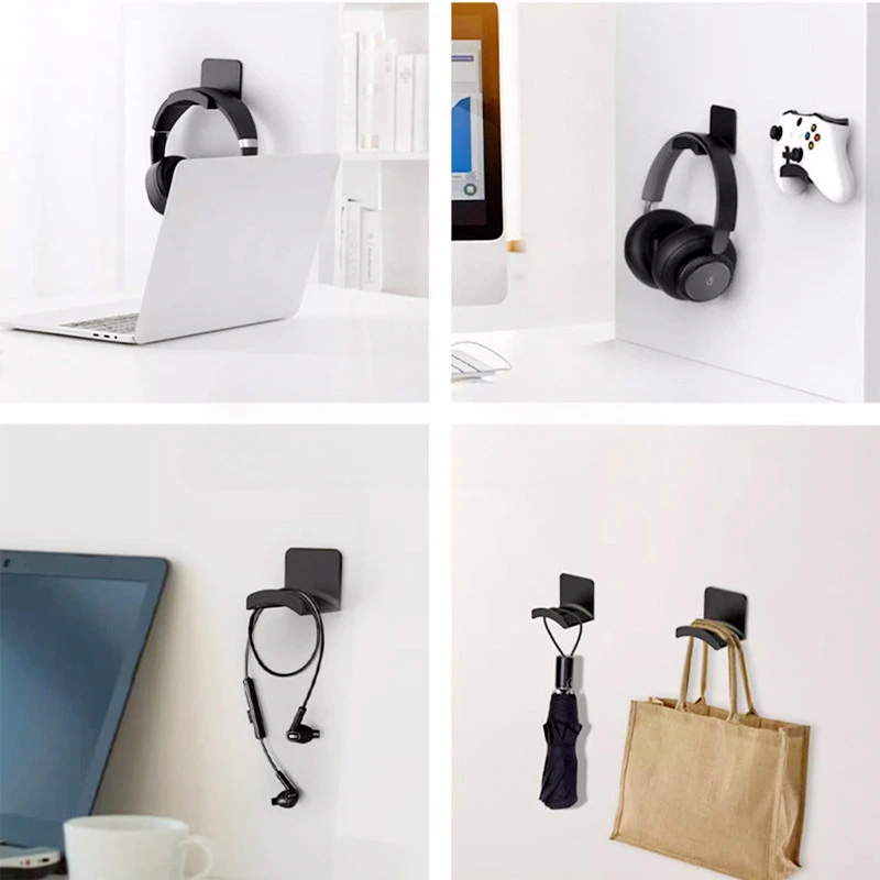 4Pcs Black Adhesive Headphone  - Headphone Stand Desk ulasan dan harga