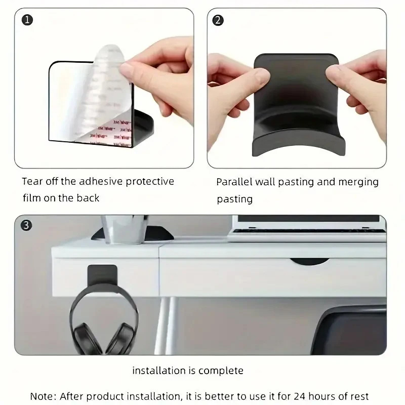 4Pcs Black Adhesive Headphone  - Headphone Stand Desk ulasan dan harga