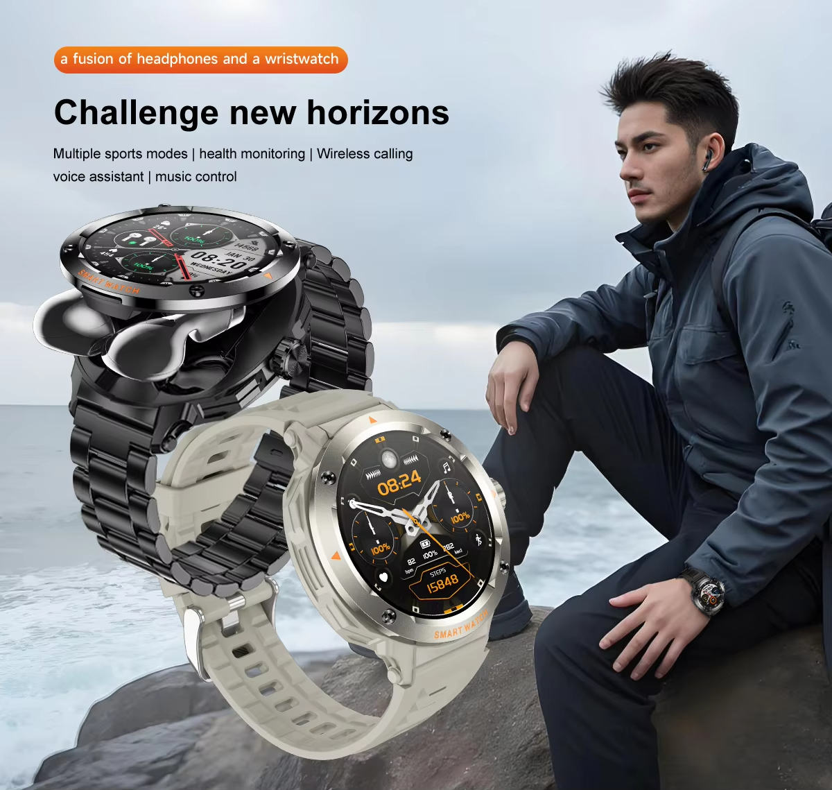 NFC Smart Watch Wireless Earph - Earbuds Charging Case ulasan dan harga
