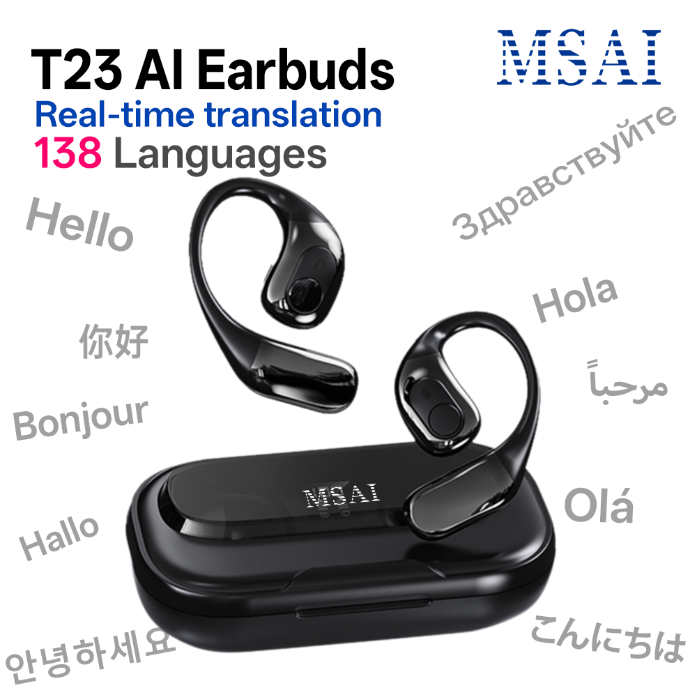 MSAI T23 AI Translator Earbuds - Earbuds Charging Case ulasan dan harga
