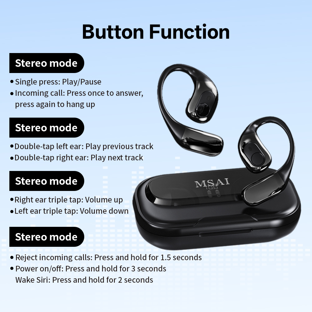 MSAI T23 AI Translator Earbuds - Earbuds Charging Case ulasan dan harga