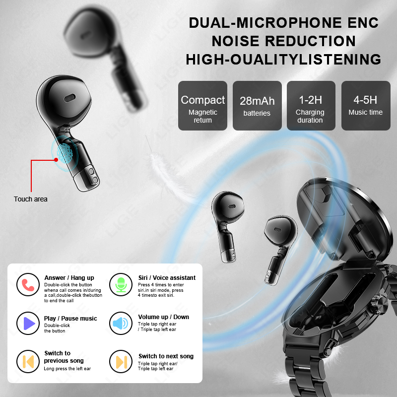New Men's 2 In 1 Headset Smart - Earbuds Charging Case ulasan dan harga