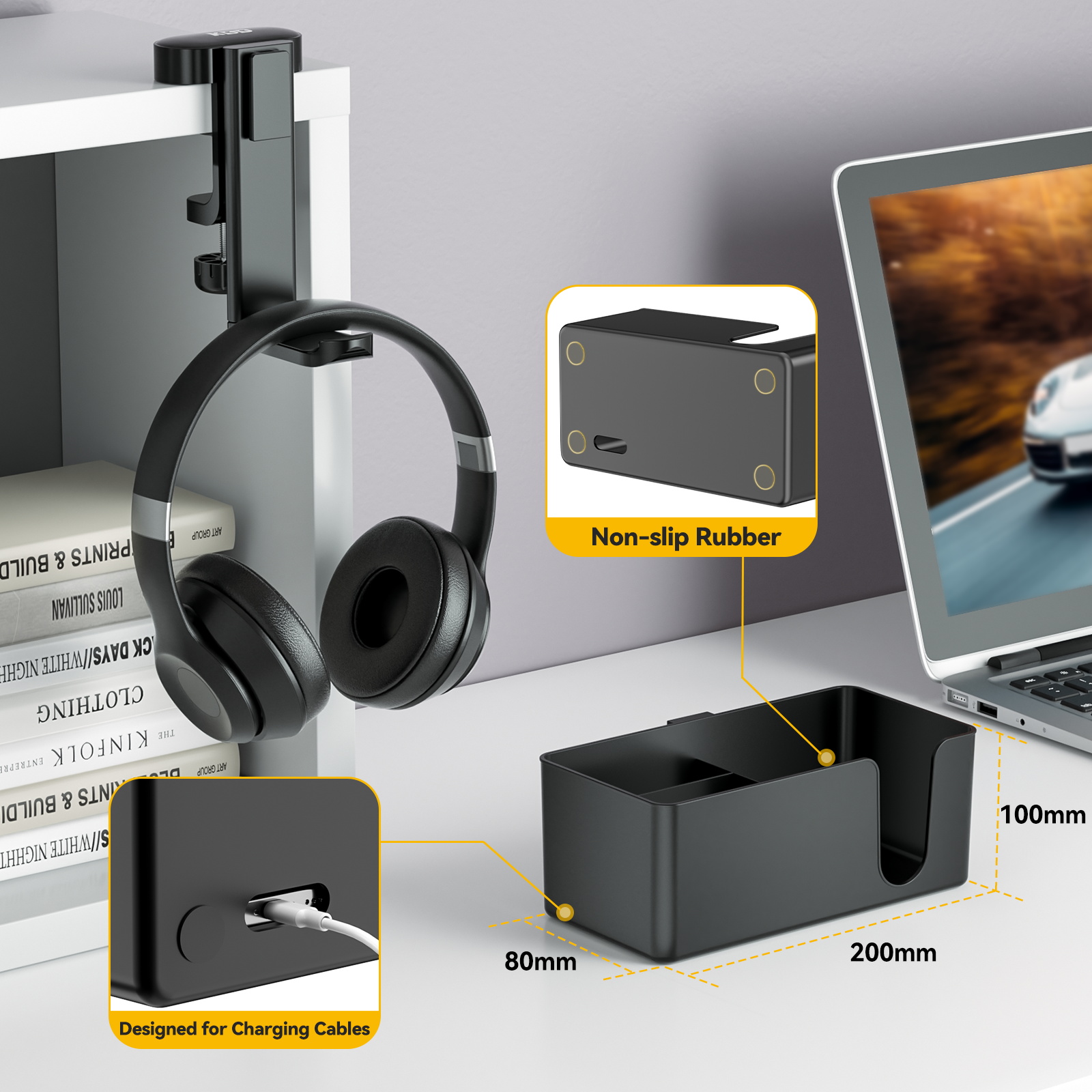 4 in 1 Desk Headphone Hanger C - Headphone Stand Desk ulasan dan harga