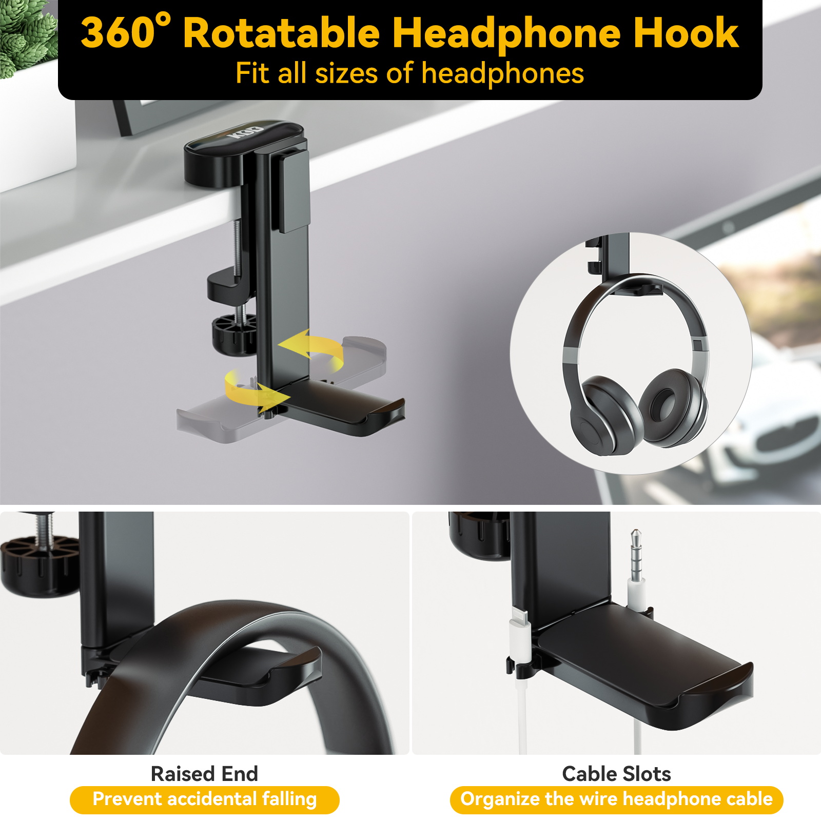 4 in 1 Desk Headphone Hanger C - Headphone Stand Desk ulasan dan harga