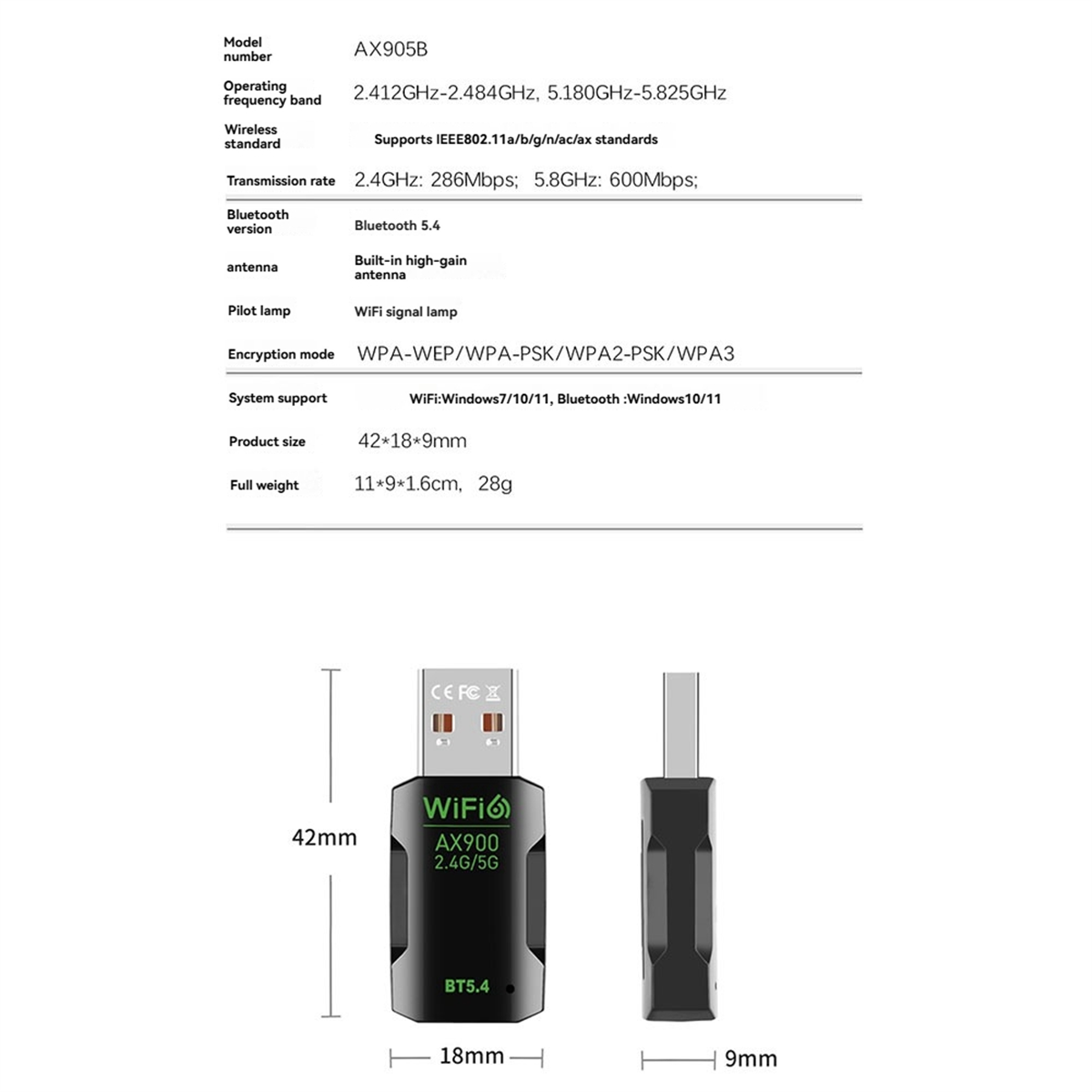 T35C WiFi6 AX900 Wireless USB  - Bluetooth Adapter Receiver ulasan dan harga